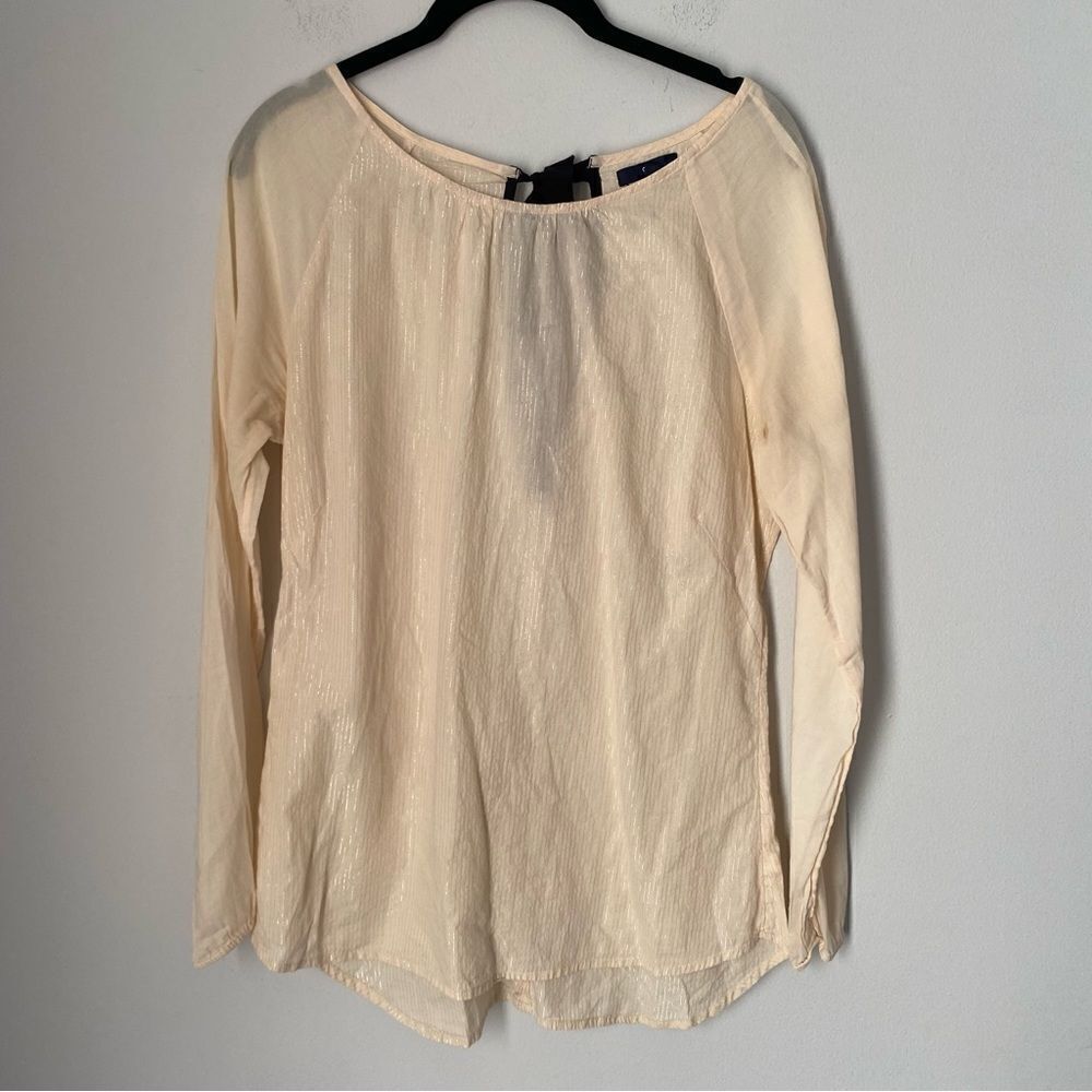 Gap Women’s Boat Neck Long Sleeve Bow Back Blouse